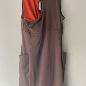 Adidas Brown Midi Dress with Orange Detail